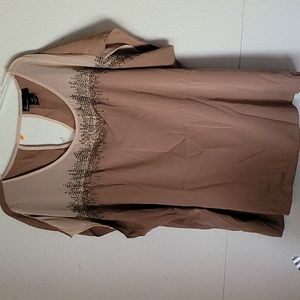 Lane Bryant Plus Size 26/28 Cream Tan Bronze Sequin Blouse